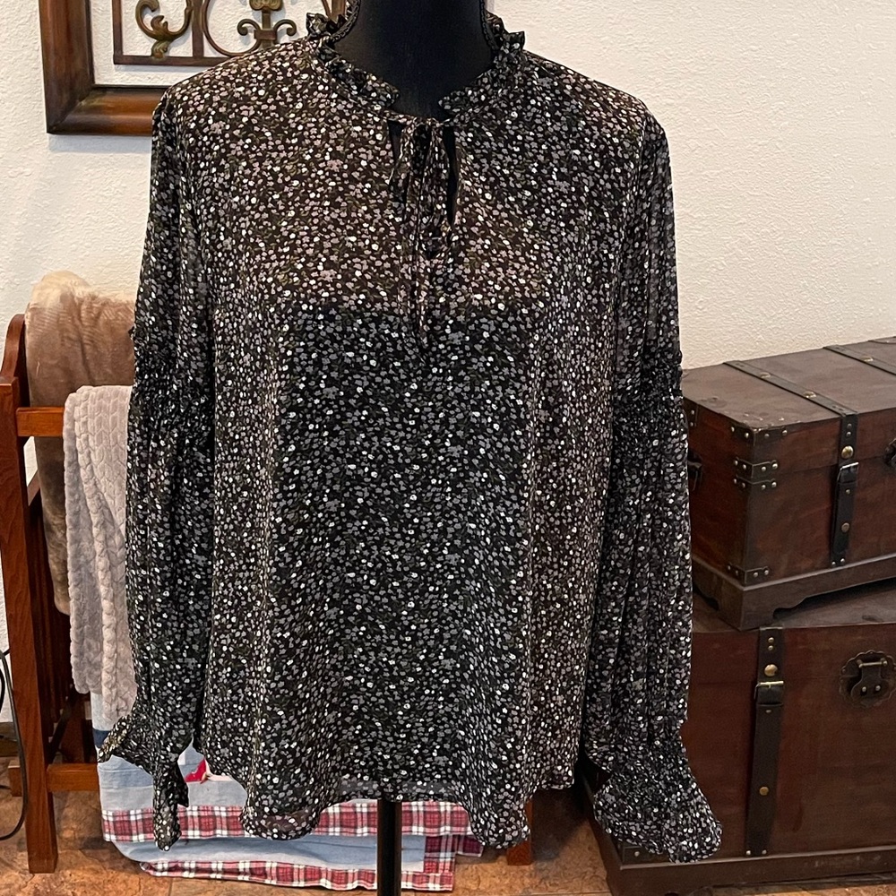 She & sky chiffon billow sleeve top